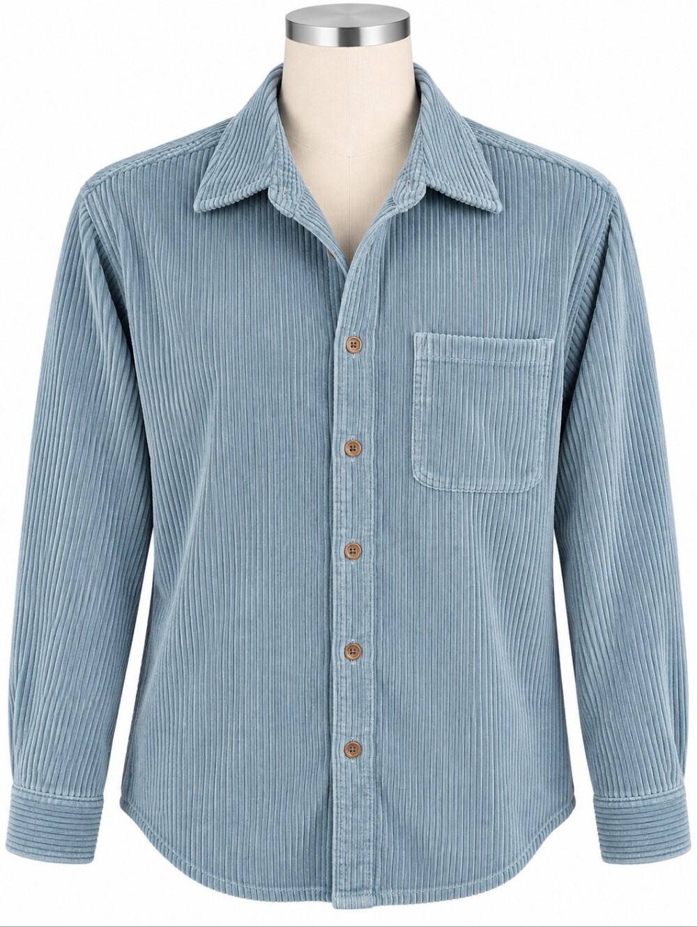 Forever 21 Men Corduroy Shirt Jacket L Gray Blue Shacket Button Up Long Sleeve